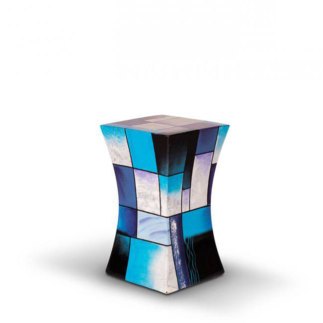  Glasfiber urn pilaar blauw klein - glasfiber