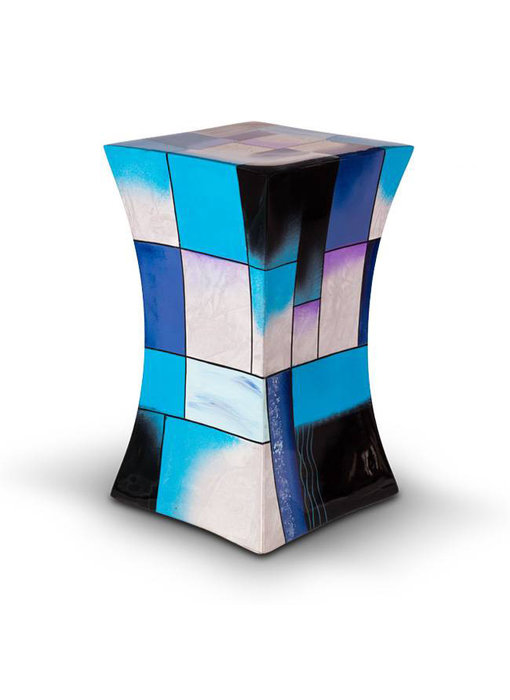 Glasfiber urn pilaar blauw- glasfiber