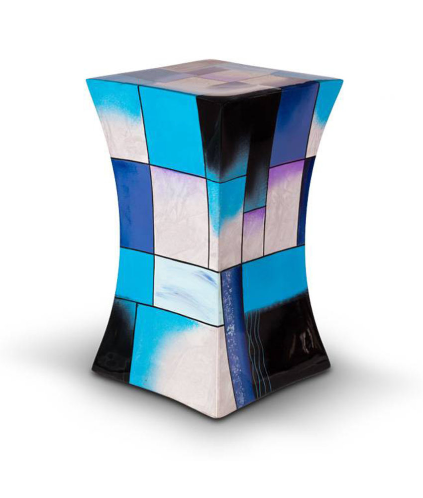 Glasfiber urn pilaar blauw- glasfiber