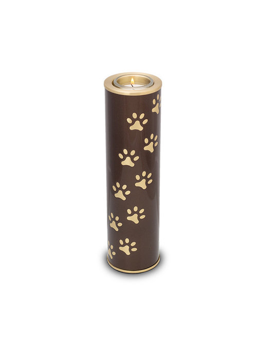 Dieren urn met waakvlamhouder bruin large - messing