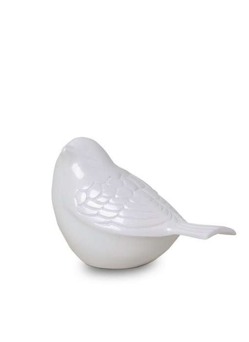 Mini urn vogel wit - brons