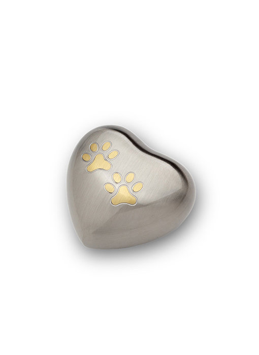 Dierenurn hart mini zilverkleurig - messing