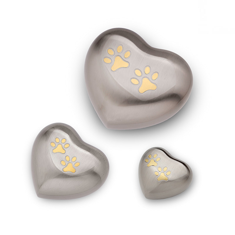 Dierenurn hart mini zilverkleurig - messing