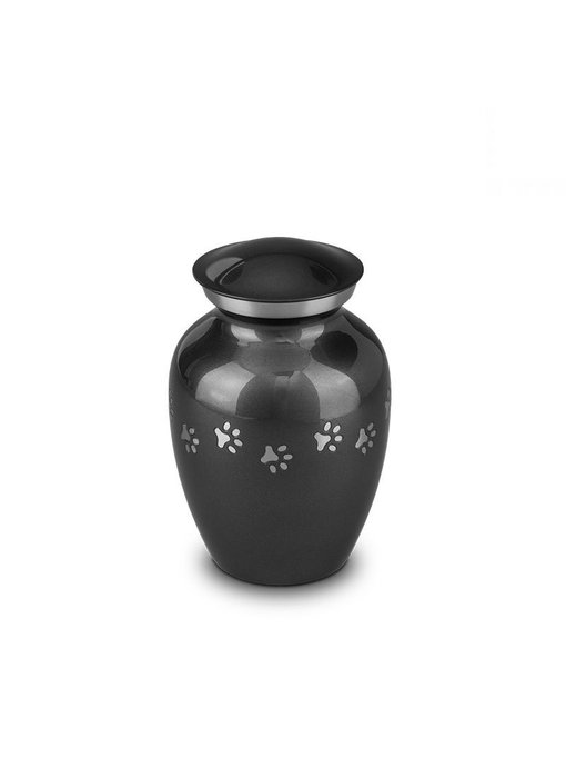 Dierenurn pootafdruk zwart medium - messing