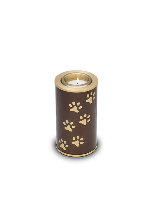 Dierenurn waakvlam bruin - messing