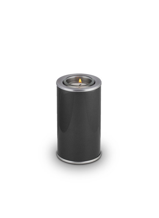 Mini urn china grijs met waakvlamhouder - messing
