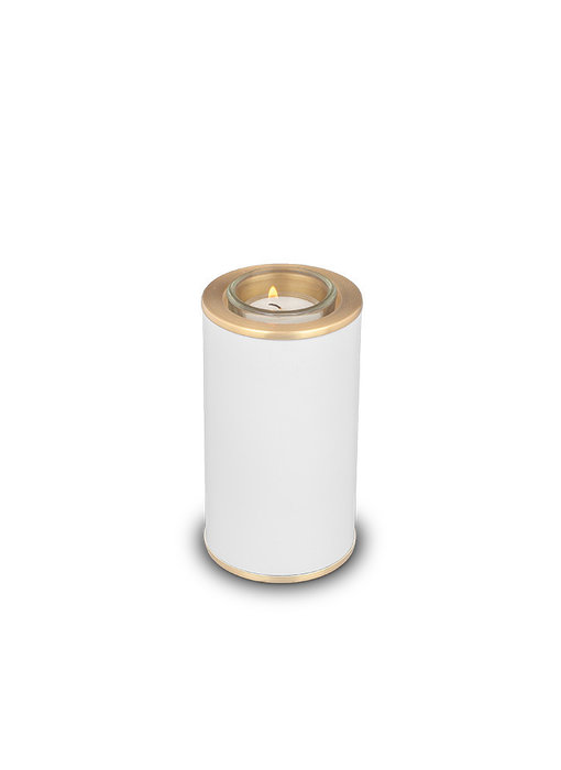 Mini urn goud wit met waakvlamhouder - messing