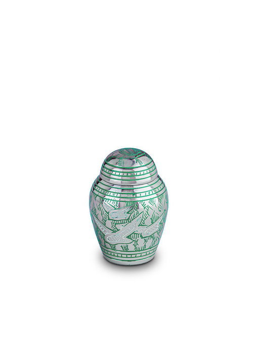 Mini urn groene havik - messing