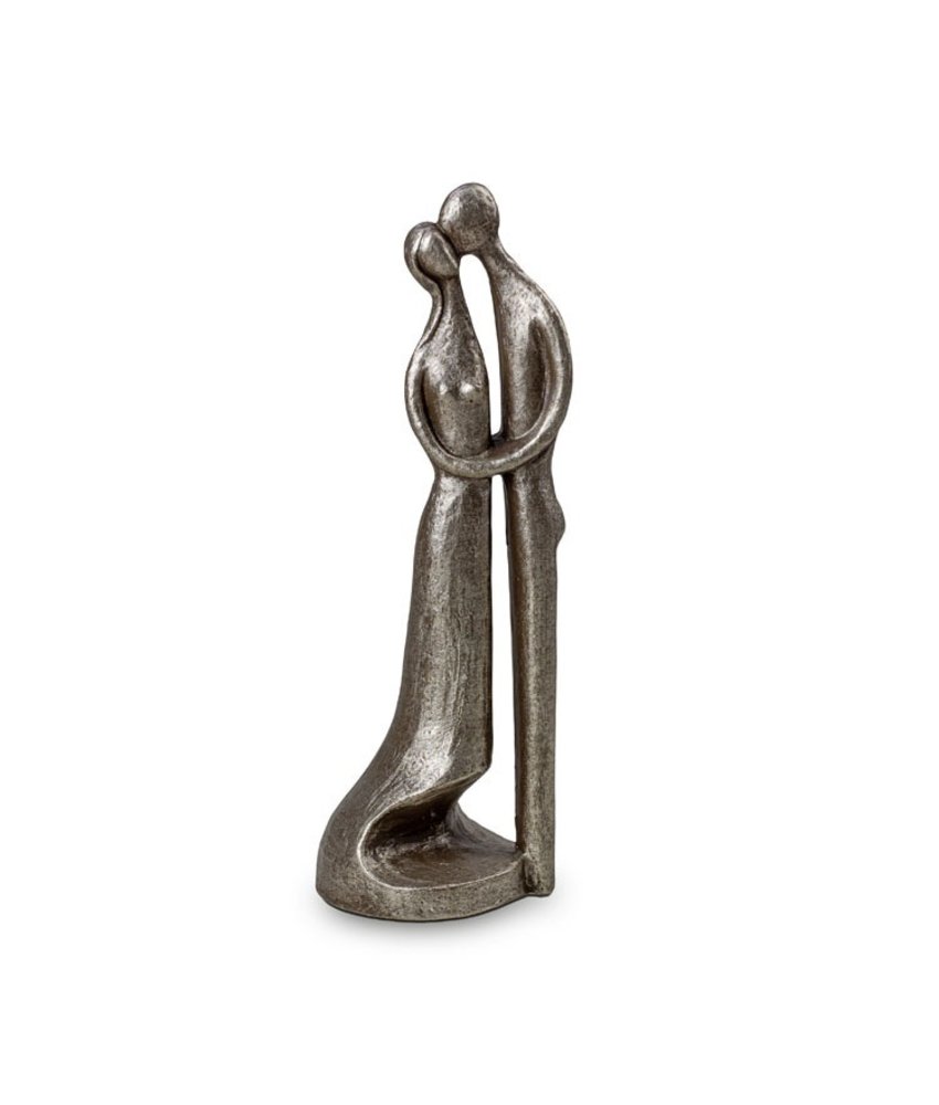 Beeld urn Space between our love - Keramische urn zilver