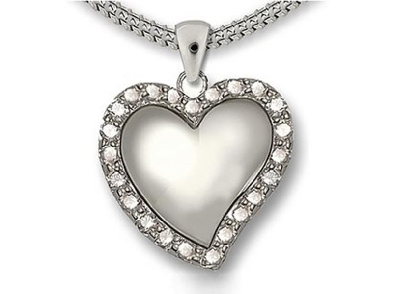 Ashanger diamanten hart - 925 Sterling zilver met zirkonia