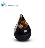 Teardrop Kobaltblauw & goudkleur mini urn - keramiek