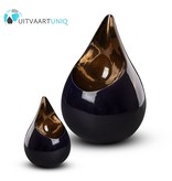 Teardrop Kobaltblauw & goudkleur mini urn - keramiek