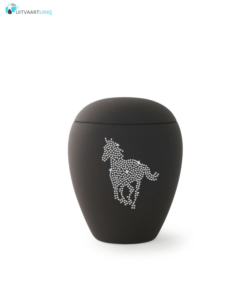 Paarden urn - Keramiek, "Beauty" grafiet