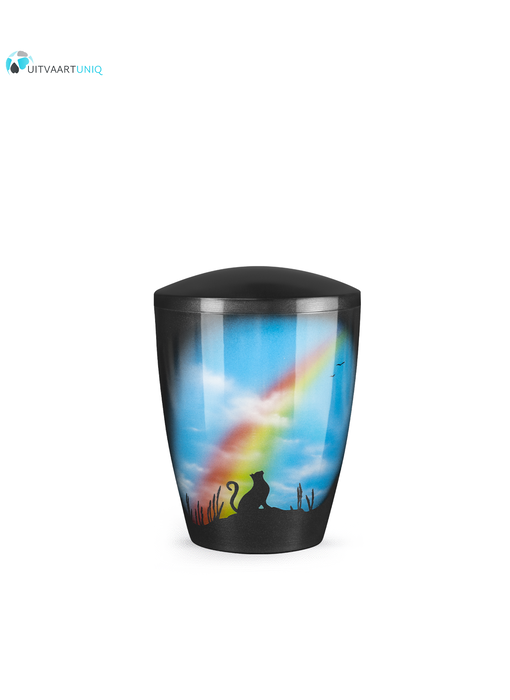 katten urn - kat met regenboog - bio
