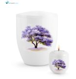 Mini urn Hoogglans wit Paulownia  – met lichtje Mini urn Hoogglans wit Paulownia  – met lichtje
