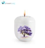 Mini urn Hoogglans wit Paulownia  – met lichtje Mini urn Hoogglans wit Paulownia  – met lichtje