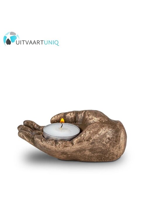 Mini urn kaarsje in hand - keramiek