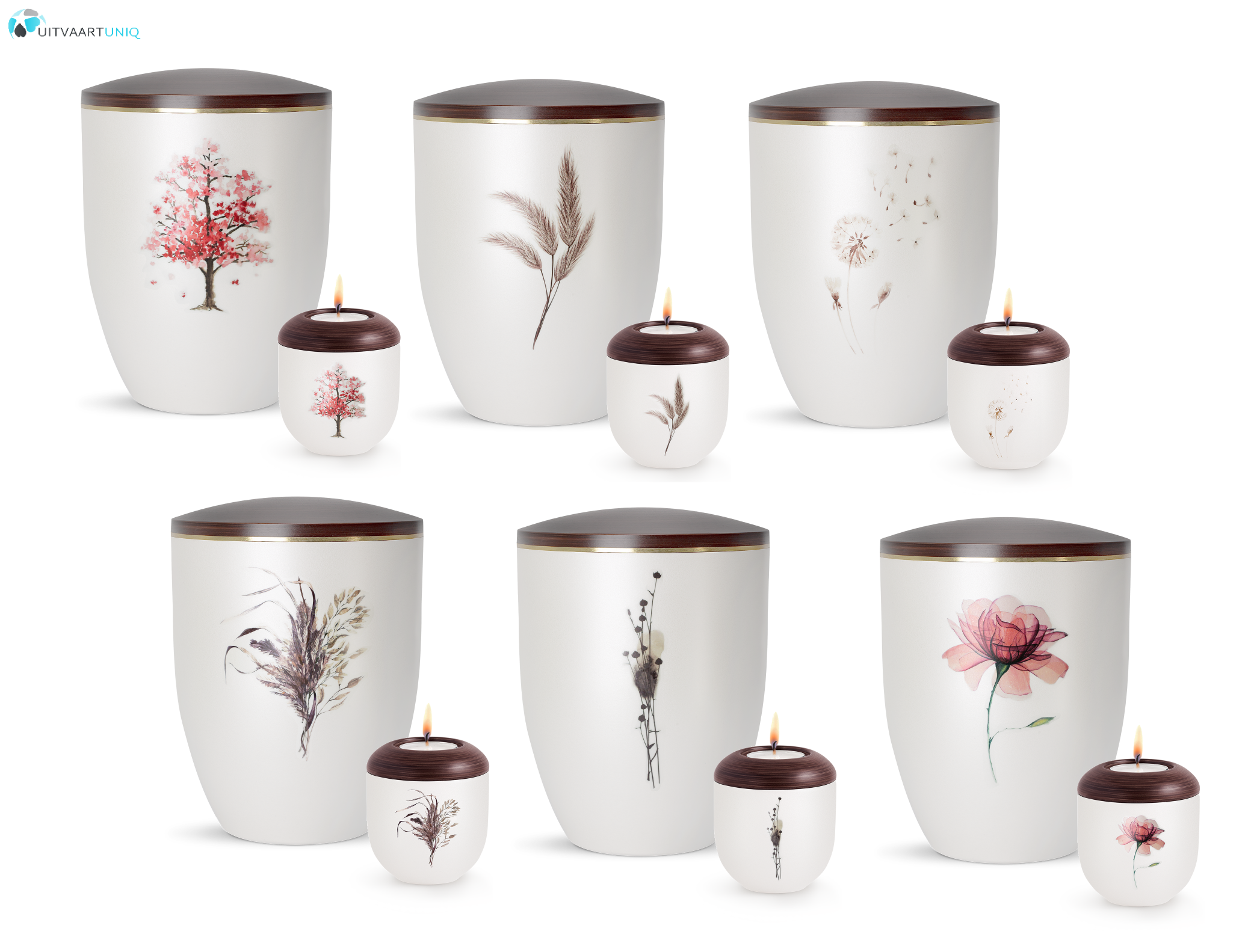  Mini urn Parlemoer droogbloemen – met lichtje