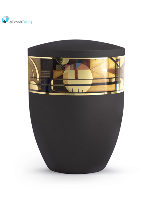 Urn modern zon motief zwart  - bio