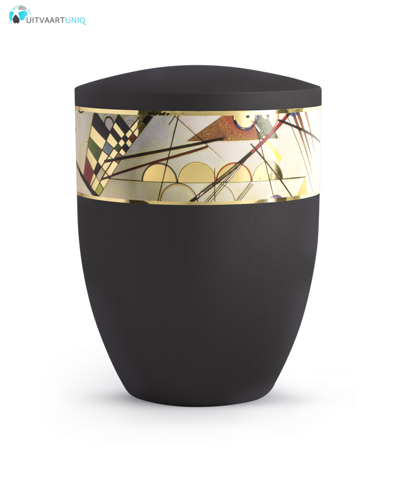 Urn modern lijnenspel zwart - bio