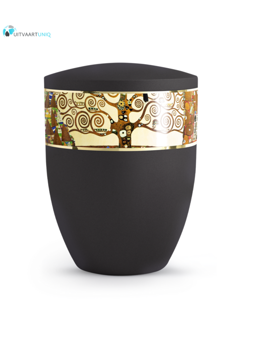 Urn modern levensboom zwart - bio
