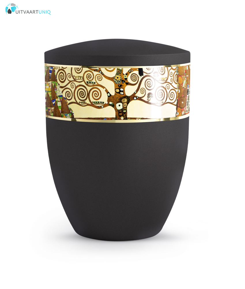 Urn modern levensboom zwart - bio