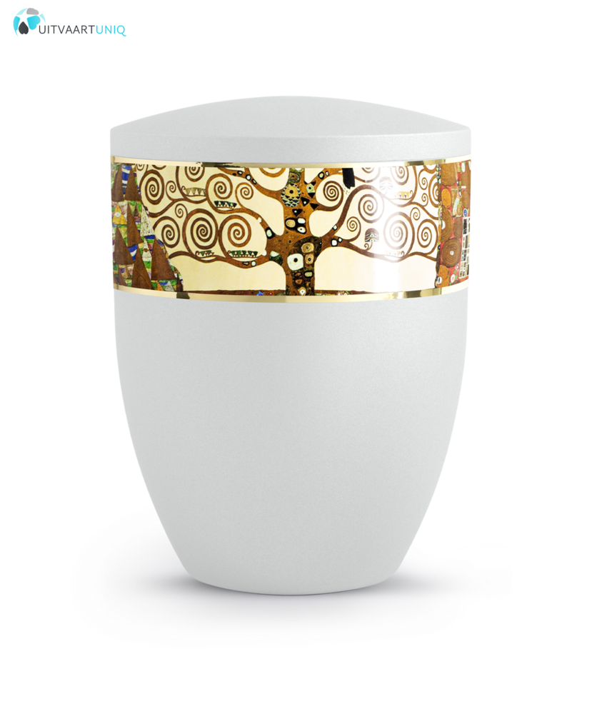Urn modern levensboom wit - bio