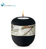 Mini urn modern lijnenspel zwart - met lichtje Mini urn modern lijnenspel zwart - met lichtje