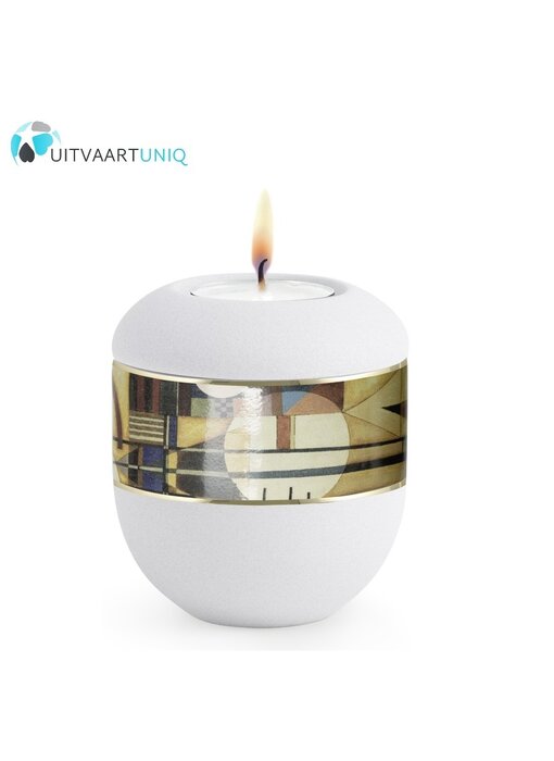 Mini urn modern zon wit - met lichtje