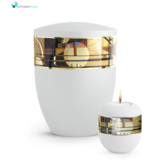 Mini urn modern zon wit - met lichtje