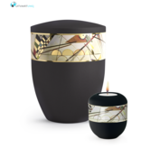 Mini urn modern lijnenspel zwart - met lichtje Mini urn modern lijnenspel zwart - met lichtje