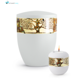 Mini urn modern levensboom wit - met lichtje