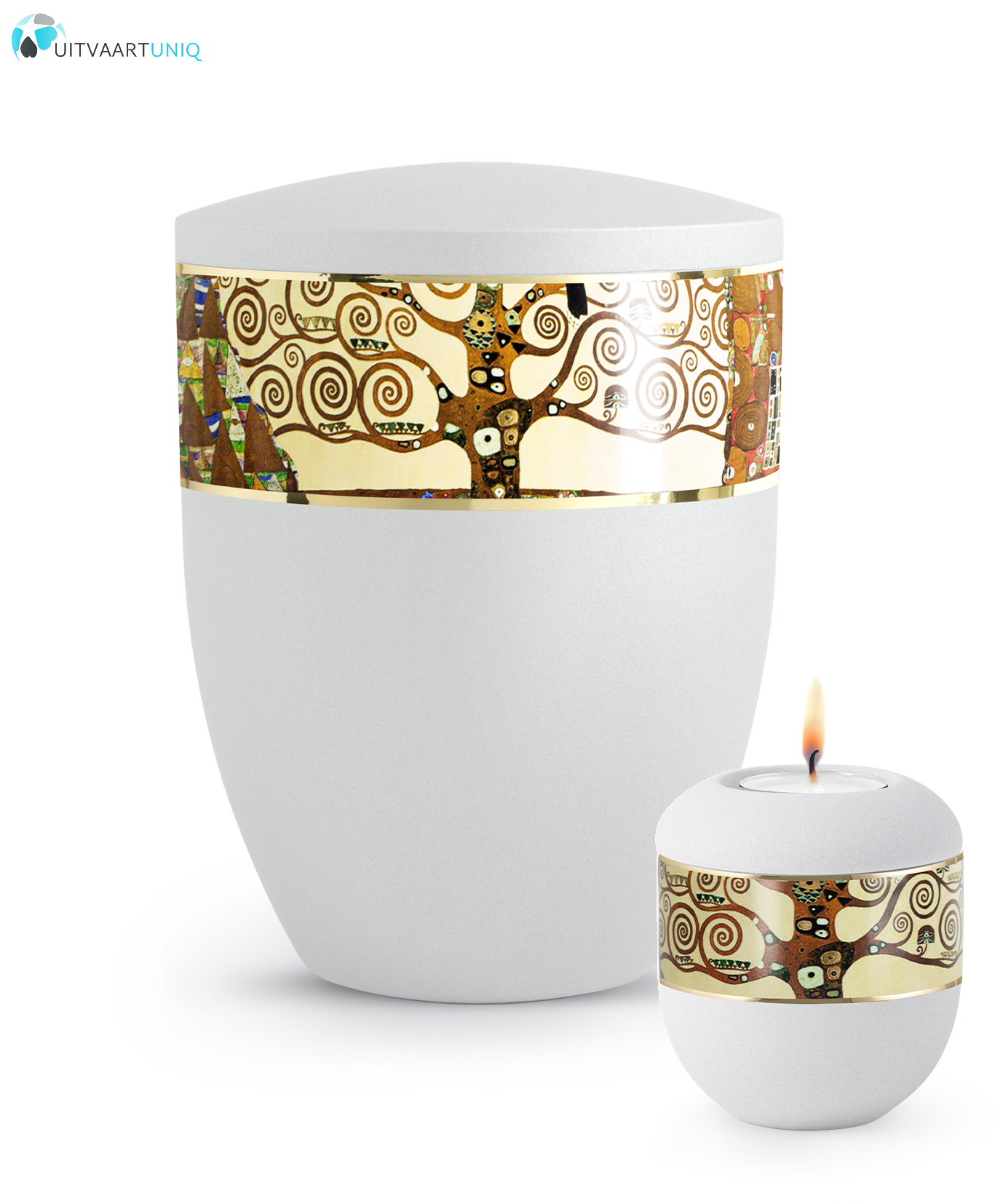  Mini urn modern levensboom wit - met lichtje
