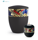 Mini urn modern met lijn motief zwart - met lichtje