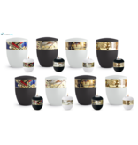 Mini urn modern met lijn motief zwart - met lichtje