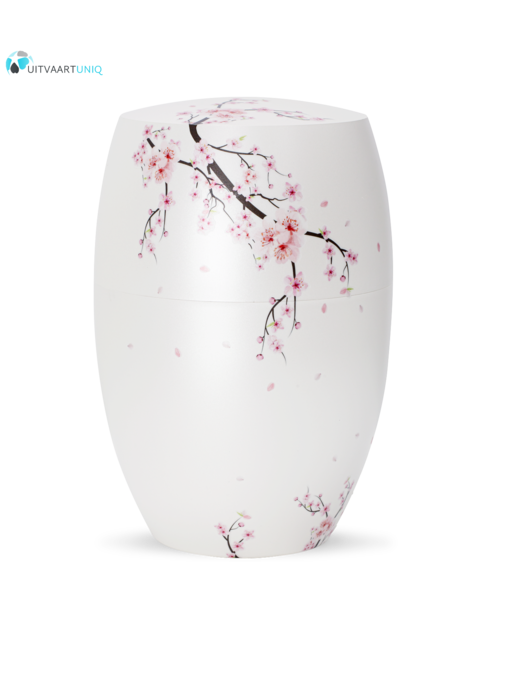 Urn glanzend wit  kersenbloesem - bio