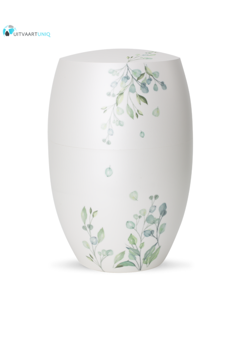Urn glanzend wit  eucalyptus - bio