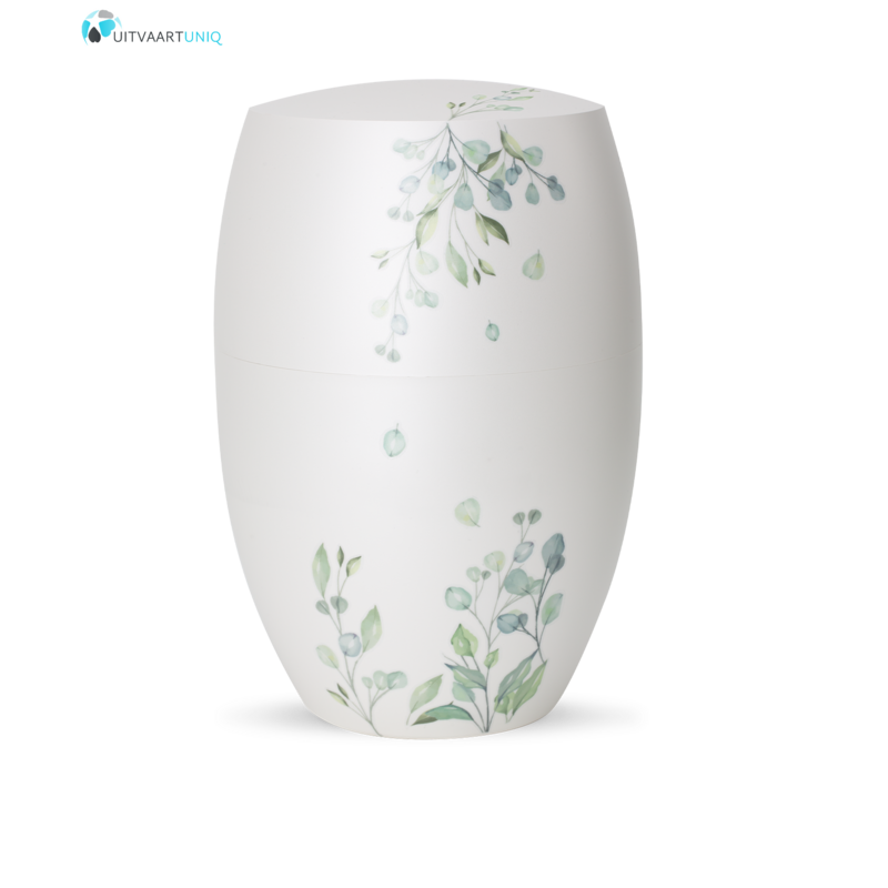 Urn glanzend wit  eucalyptus - bio