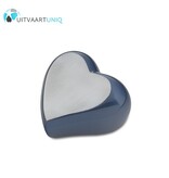 Mini urn hart zilver blauw - messing