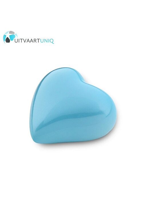 Mini urn hart blauw - messing