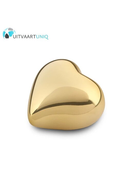 Mini urn hart goudkleurig glans - messing
