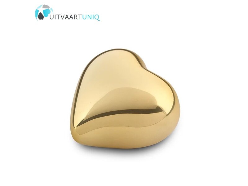 Mini urn hart goudkleurig glans - messing