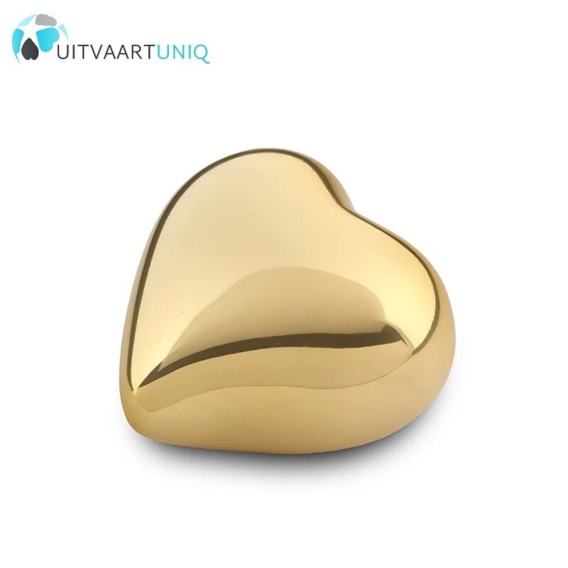 Mini urn hart goudkleurig glans - messing