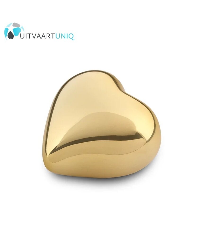 Mini urn hart goudkleurig glans - messing