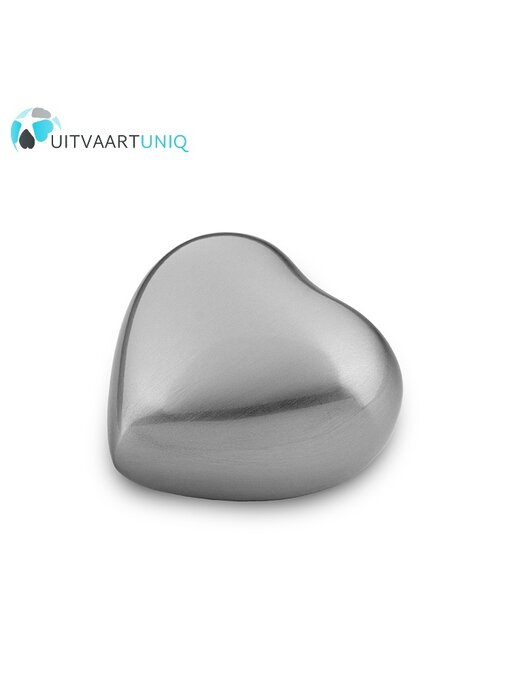 Hart urn mini rond zilverkleurig mat - messing