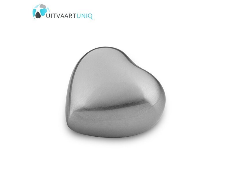 Hart urn mini rond zilverkleurig mat - messing