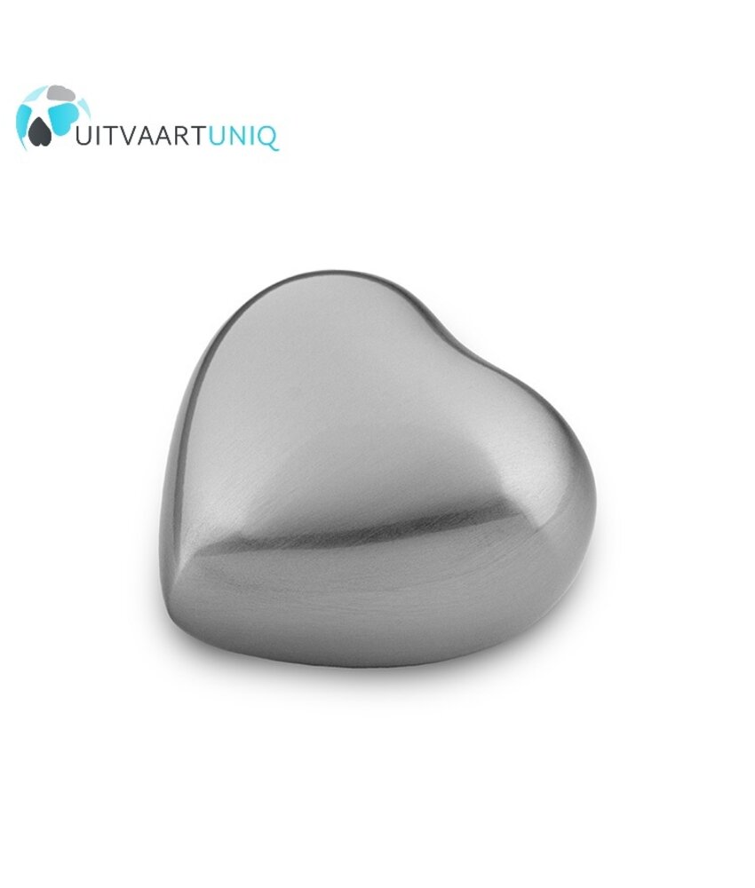 Hart urn mini rond zilverkleurig mat - messing