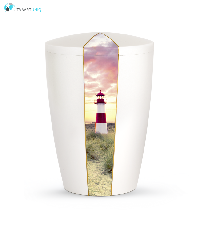 Urn wit parlemoer vuurtoren - bio