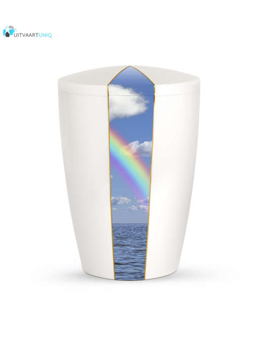 Urn wit parlemoer regenboog - bio