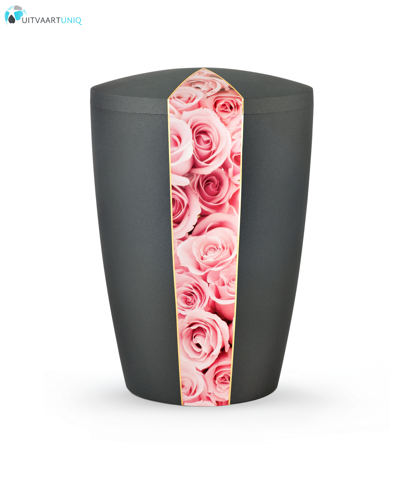  Urn antraciet fluweel roze rozen - bio